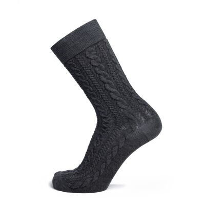 Charcoal cable-knit wool socks