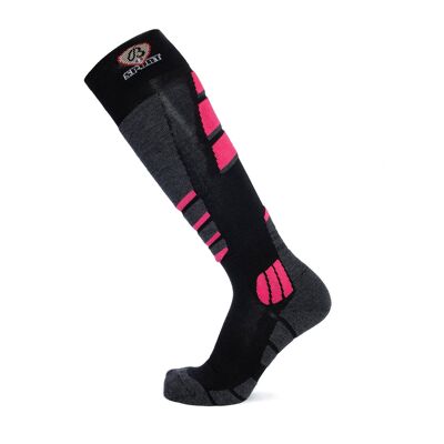 Chaussettes de ski noir-gris-rose