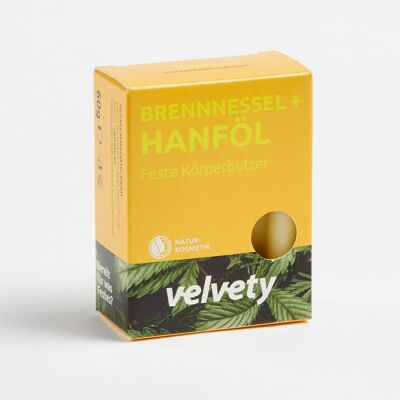 Velvety Feste Körperbutter Brennnessel + Hanföl 60g