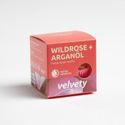 Velvety Solid Bath Lotion Muffin Wild Rose + Argan Oil 45g