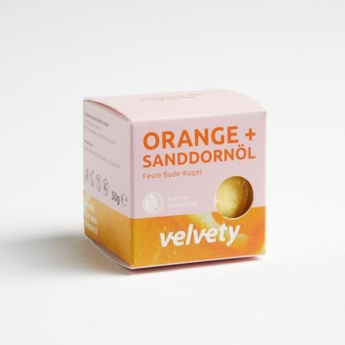 Velvety Feste Badelotion Kugel Orange + Sanddornöl 50g
