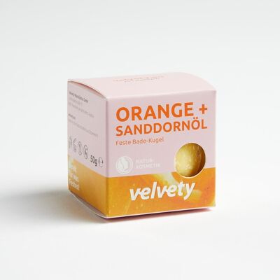 Boule de lotion de bain solide veloutée orange + huile d'argousier 50g