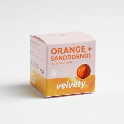 Velvety Solid Bath Lotion Muffin Orange + Sea Buckthorn Oil 45g