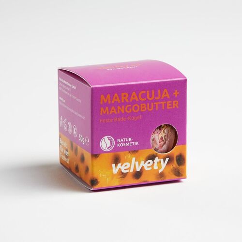 Velvety Feste Badelotion Kugel Maracuja + Mangobutter 50g