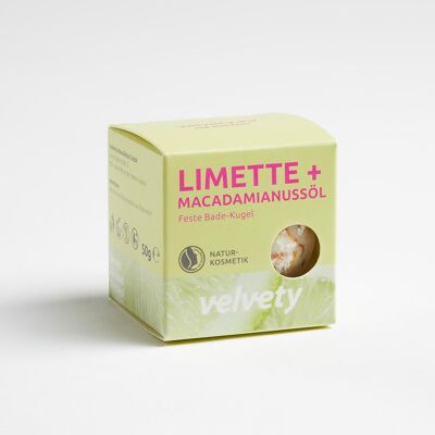 Velvety Solid Bath Lotion Ball Lime + Macadamia Nut Oil 50g