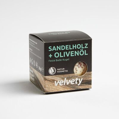 Velvety Solid Bath Lotion Ball Sandalwood + Olive Oil 50g