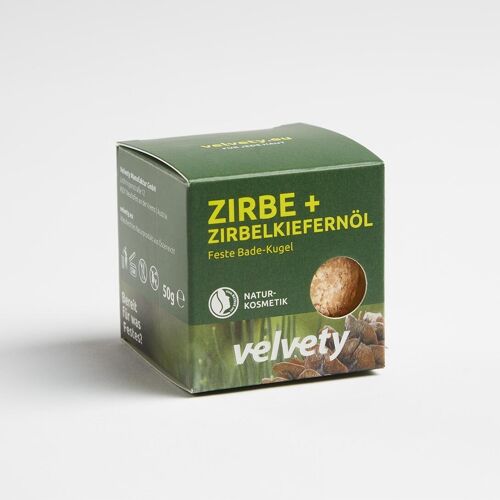 Velvety Feste Badelotion Kugel Zirbe + Zirbelkiefernöl 50g