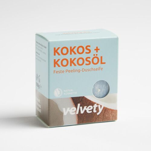 Velvety Feste Peeling-Duschseife Kokos + Kokosöl 100g