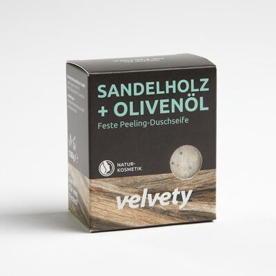 Velvety Solid Exfoliating Shower Soap Sandalwood + Olive Oil 100g