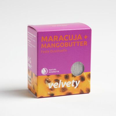 Jabón de ducha sólido aterciopelado maracuyá + manteca de mango 100g
