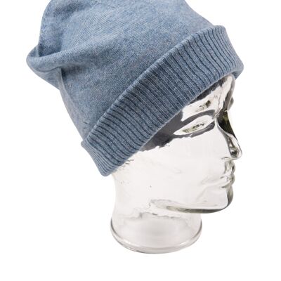Cashmere hat beanie smooth with ribbed cuff