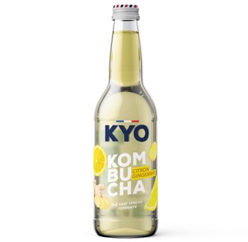 KYO bouteille verre 33cl Kombucha Citron Gingembre Bio - Pétillant - faible en sucre - sans alcool et artisanal 1