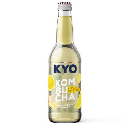 KYO bouteille verre 33cl Kombucha Citron Gingembre Bio - Pétillant - faible en sucre - sans alcool et artisanal