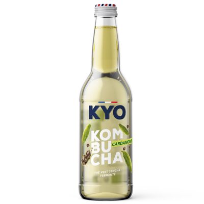 KYO bouteille verre 33cl Kombucha Cardamome Bio - Pétillant - faible en sucre - sans alcool et artisanal