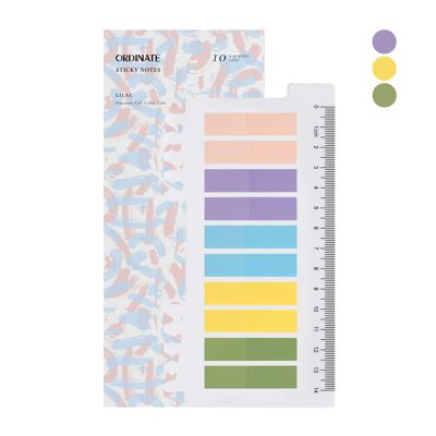Lilac | Haftnotizen Tabs | Gray Stile Pagemarker | Selbstklebend Pastell | Beschreibbare Haftstreifen | Klebezettel mit Lineal für Seitenmarkierung Lesezeichen