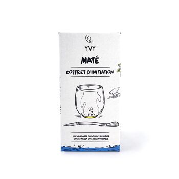 Coffret Initiation Maté | Calebasse en Bois Naturel & Bombilla en Acier Inoxydable | Coffret cadeau 3