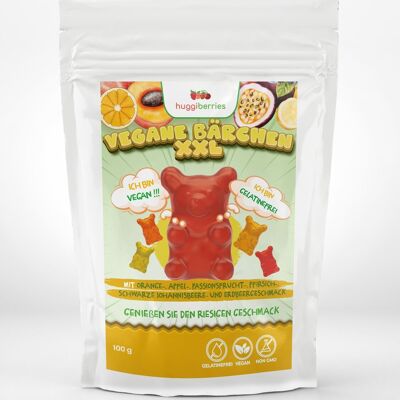 HUGGIBERRIES - Fruit Gummy Bears Gelatin Free and Vegan XXL