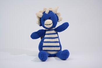 Doudou tricératops fait main - Doudou éco-responsable en coton bio GOTS - CHARLIE- Kenana Knitters 2