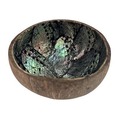 Schale aus Kokosnussschale mit Abalone-Einlage, 9 cm Durchmesser