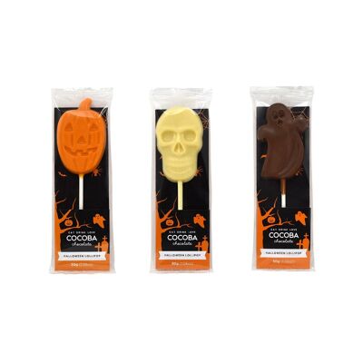 Sucettes au chocolat d'Halloween - Fantôme, crâne et citrouille