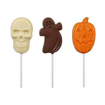 Sucettes au chocolat d'Halloween - Fantôme, crâne et citrouille 2