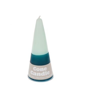 Petite bougie cône bicolore - Bleu foncé-vert menthe 1