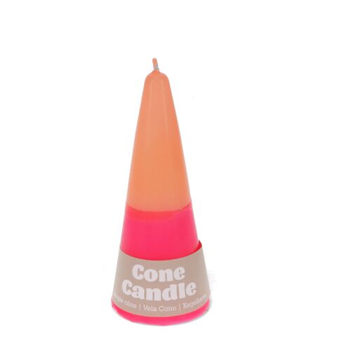 Small two-colour cone candle - Pink-orange