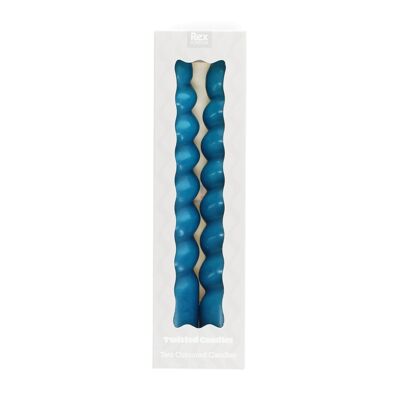 Bougies torsadées (pack de 2) - Bleu foncé