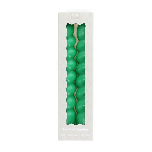 Twisted candles (pack of 2) - Dark green