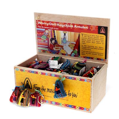 Mini worry doll amulets with keyring - Assorted