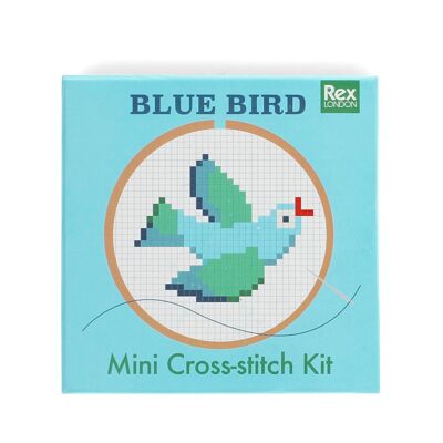 Mini kit a punto croce - Uccellino blu
