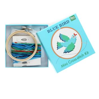 Mini kit au point de croix - Oiseau bleu 2