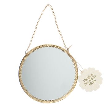 Miroir suspendu (15.5 cm) - Rond, ton doré 2