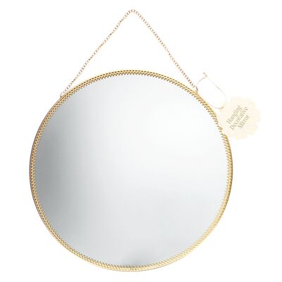 Hanging mirror (29cm) - Round, gold tone