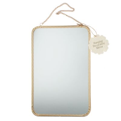 Espejo colgante (29cm x 19cm) - Rectangular, tono dorado