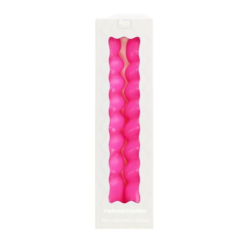 Twisted candles (pack of 2) - Bright pink