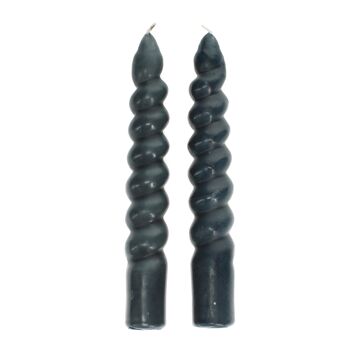 Bougies torsadées (pack de 2) - Gris foncé 2