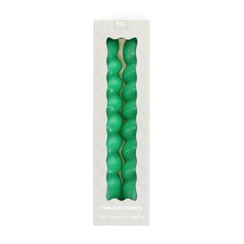 Bougies torsadées (pack de 2) - Vert foncé 1