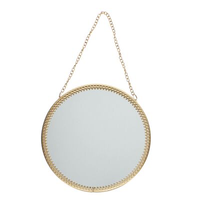 Miroir suspendu (15.5 cm) - Rond, ton doré