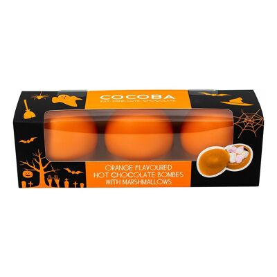 Bombas de chocolate caliente naranja para Halloween, paquete de 3