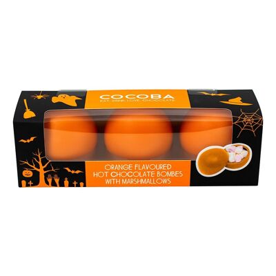 Bombas de chocolate caliente naranja para Halloween, paquete de 3