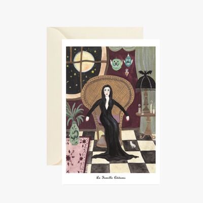 Postkarte der Addams-Familie - Morticia Addams