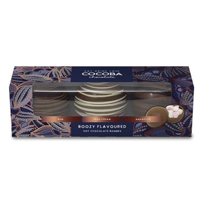 Confezione da 3 bombe di cioccolata calda aromatizzata alcolica mista