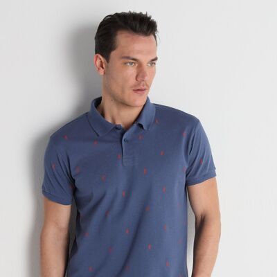 LOIS JEANS – Poloshirt mit Mini-Print und Blättern | 124758