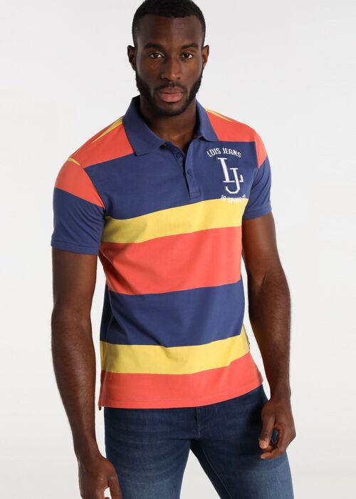 LOIS JEANS - Woven Stripe Short Sleeve Polo Shirt | 124760