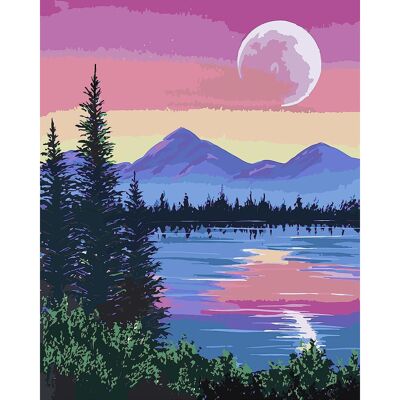 Pintura por números "Puesta de sol sobre el río" - 40x50 cm