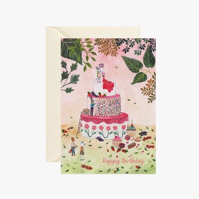 postcard happy birthday cake