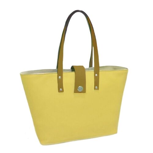 Bolso al hombro, estilo capazo, de Cuero Vacuno. Cabas MARULA CANNARY (amarillo) .