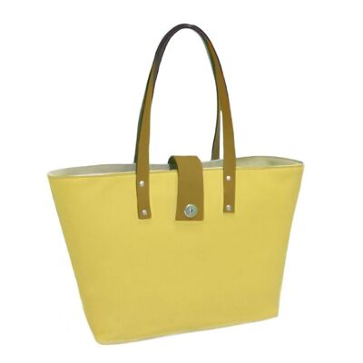 Borsa a tracolla, stile navicella, realizzata in pelle di vacchetta. MARULA CANNARY Cabas (giallo) .