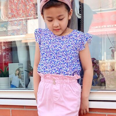 Floral top with ruffled sleeves for girls